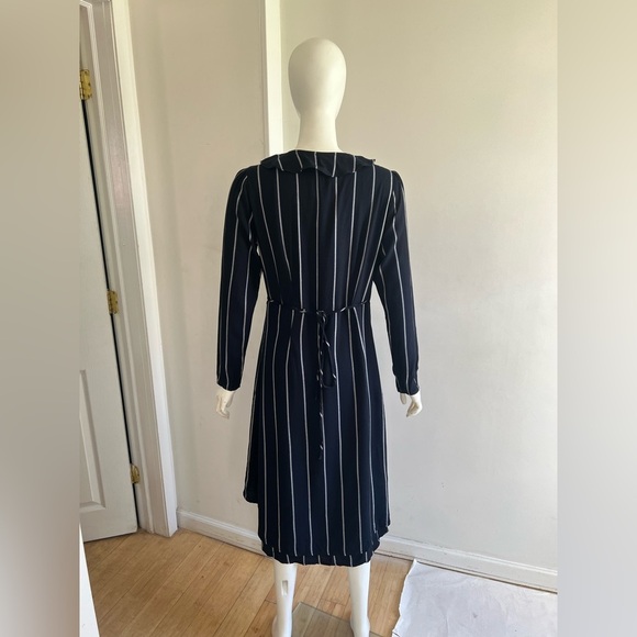 NEW Rails Priya Metallic Striped Wrap Dress Knee Length Blue Black Women Size S - Picture 3 of 7